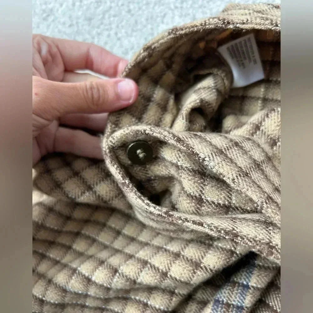 Vintage Liz wear high waist wool plaid midi fring skirt - Picture 10 of 12